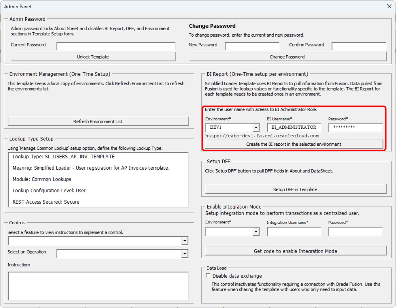 BI Report - Simplified Loader Excel for Oracle Fusion Cloud ERP
